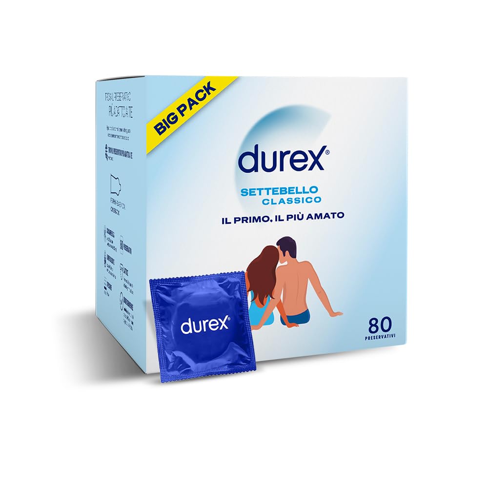 Durex Settebello, Preservativi Classici, Formato Super-Big, 80 Profilattici