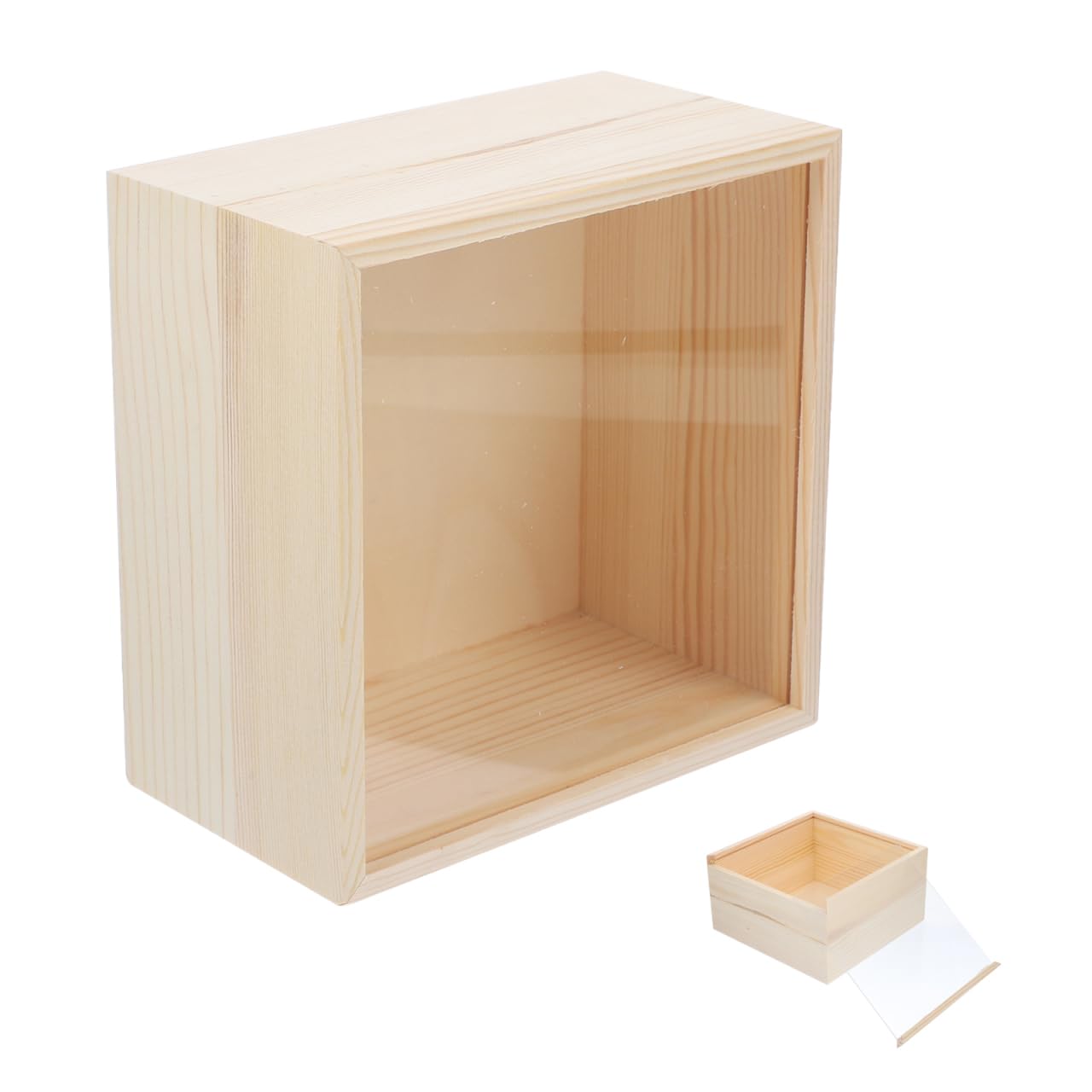 Amazon.co.jp: HOLIDYOYO 木製収納ボックス 透明蓋付き 20×20×4インチ