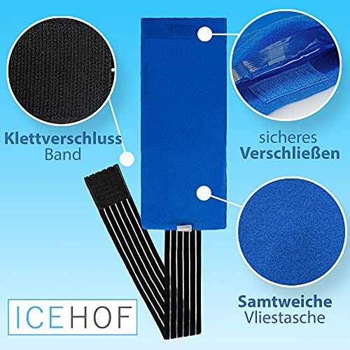 ICEHOF Kühlpad mit Vlies-Hülle - Kuschelweich, lange Kühldauer - Kühlpack Gel Kühlakku Kühlgel Kühlkompresse Kälte-Kompresse Kühlkompressen Kühlbeutel Eisbeutel Blau