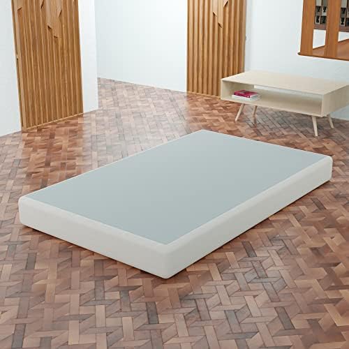 Greaton, 8-Inch Sturdy Box Spring for Mattress Support-Durable and Easy to Assemble Natural Wood Foundation for California King, White