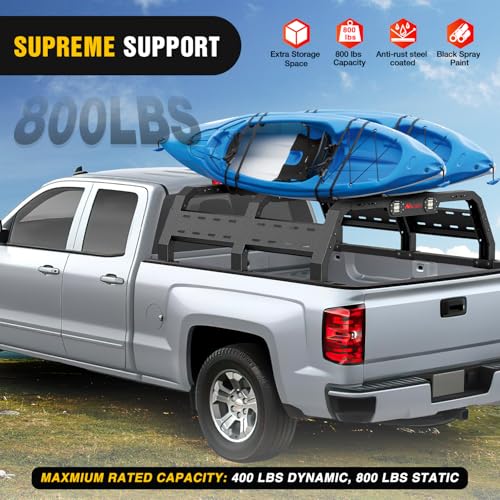 Image of Nilight Truck Bed Cargo Rack Compatible with 2002-2024 Dodge Ram 1500 2014-2024 Chevy Silverado 1500 2009-2024 Ford F150 2007-2013 Toyota Tundra Overland Extender with 2Pcs LED Light Pods