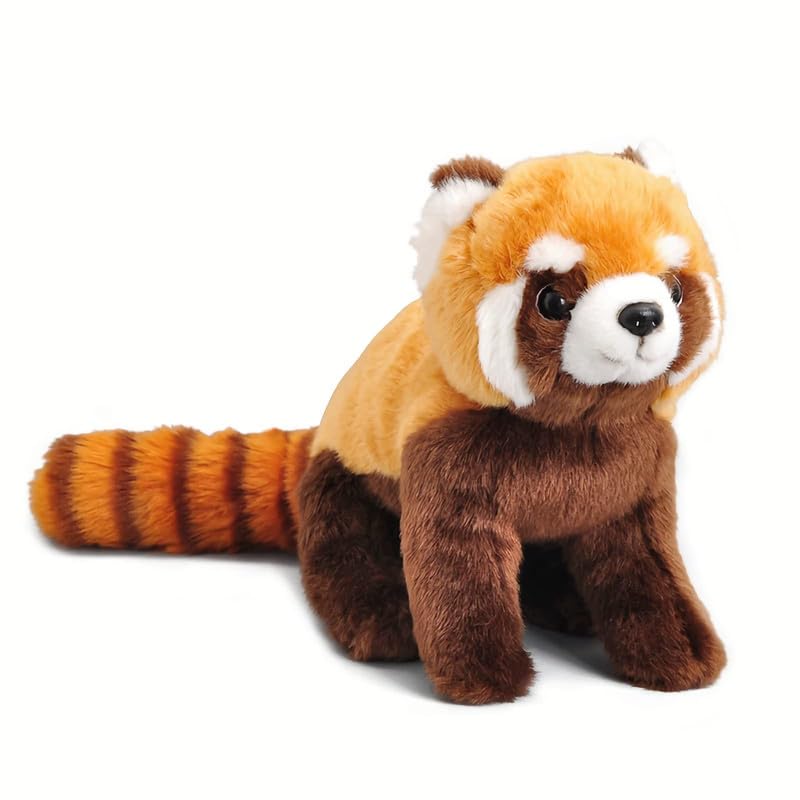 PuffPurrs Kawaii Realistic Red Panda Stuffed Animal Plush Toy Lifelike Ailurus Fulgens Plushie Pillow Doll Home Decoration 19.7'' Long