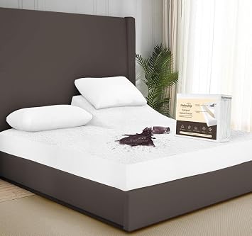 100% Terry Cotton Split Top Queen 36" Mattress Protector for Adjustable Bed- Flex Mattress Cover Ultra Soft Durable Waterproof Breathable Machine Washable Fitted Sheet Fits up to 18 Deep Pocket