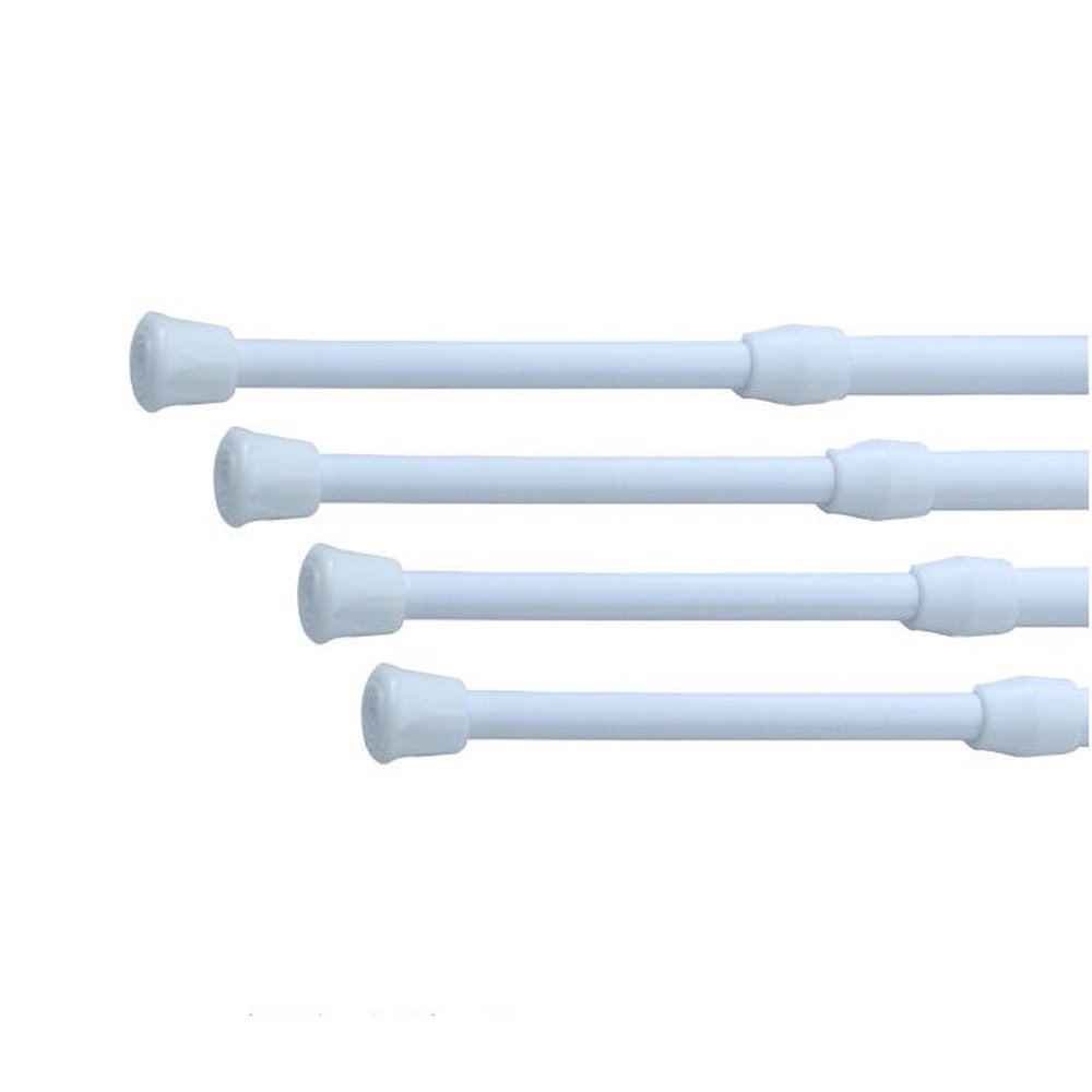 MUHOO 3PCS Extendable Curtain Poles, No Drilling Net Curtain Rods, Spring Tension Rod for Kitchen, Cupboard, Bathroom, Window, 42-70CM/16.54-27.56Inch, White(Diameter:14mm)