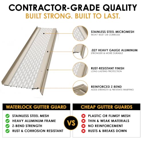 Image of DIY Gutter Guards, 5 Inch, 100 FT, Stainless Mesh, Sandcastle