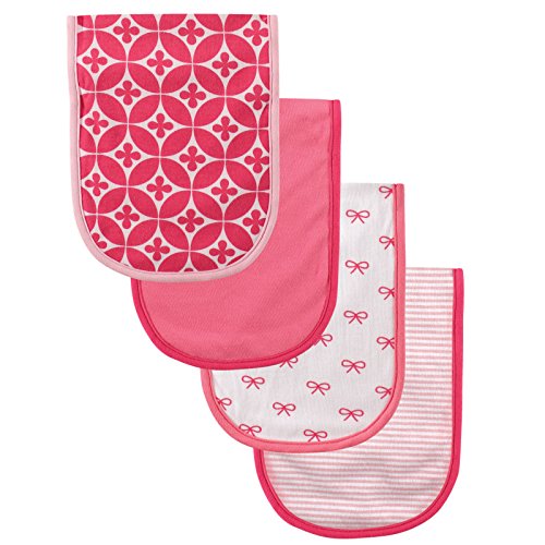 Image of Luvable Friends Unisex Baby Cotton Burp Coths with Waterproof Inner Layer, Girl, One Size