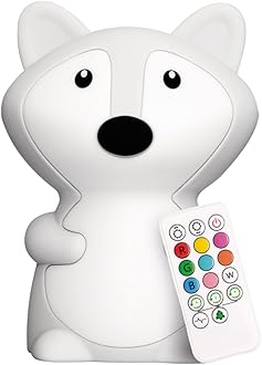 Lumipets Fiona The Fox Squishy Night Light for Kids | Silicone Mood Lamp with Tap & Remote Control | Rechargeable Color Changing Animal NightLight for Boys & Girls | Portable Nightlight with USB Cord