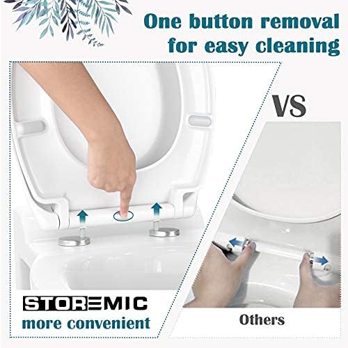 STOREMIC Toilet Seat Soft Close White Oval, Soft Close Toilet Seat - Bottom Fixing / Top Fixing, Quick Realease Toilet Seat for Easy Cleaning