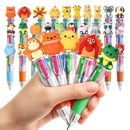 lttorjf Lot de 30 stylos à bille 4 en 1 avec motif de dessin animé, pour enfants, cadeaux d'anniversaire, cadeaux d'invités, prix scolaires, calendrier de l'Avent, Noël