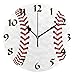 Cute Arabic Numeral Design Baseball Silent Non Ticking Round Wall Clock Battery Operated Vintage Design Oil Painting Home Office School Decor Dual Use Art Clock 9.45 Inch