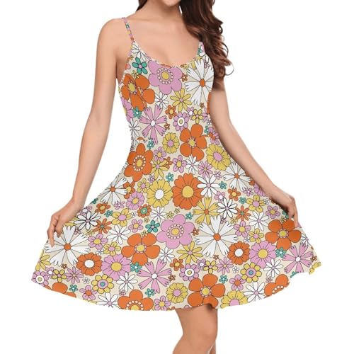 Image of Cozeyat Women Girls Summer Sleeveless Dress Casual Swing Beach Cover Up Knee Length Dresses,Large Size XS-4XL