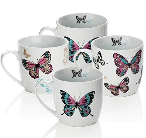 Sabichi - Taza, diseño de Mariposa Set, Multicolor, 4 Piezas Cover