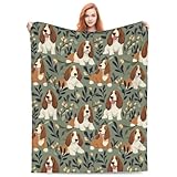 PXLNJHO Basset Hound Blanket Gifts for Women Men Adults Dog Lovers, Basset Hound Plush Fleece Throw Blankets, Cozy Soft Warm Bedding Decor for Sofa Living Room Travel 50"x60"