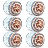 Aeelike Cake Yarn for Crocheting, 6 Skeins Gradient Yarn 100g (3.52 oz) 245m (267 Yards) # 3 Light Weight -Soft Cake Yarns Fairyland Yarns for DIY Making Colorful Blanket Scarves Hat, Khaki Gradient