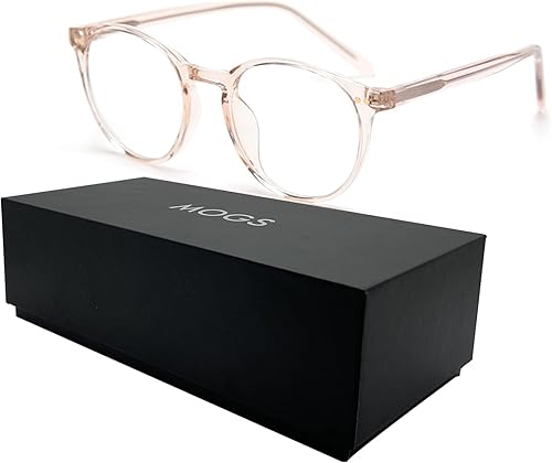 MOGS Gafas redondas de luz azul para mujeres y hombres marco de anteojos retro de acetato sin receta anteojos bloqueadores de luz azul para tensión