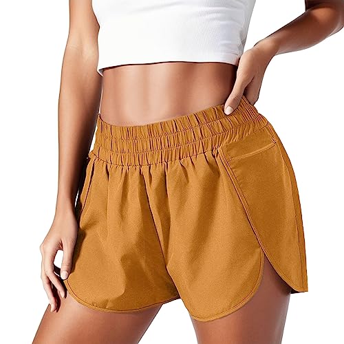 2025 - Pantalones de camiseta atlética cintura de entrenamiento elásticos para correr para mujer pantalones cortos de hombre 16, amarillo, XXL