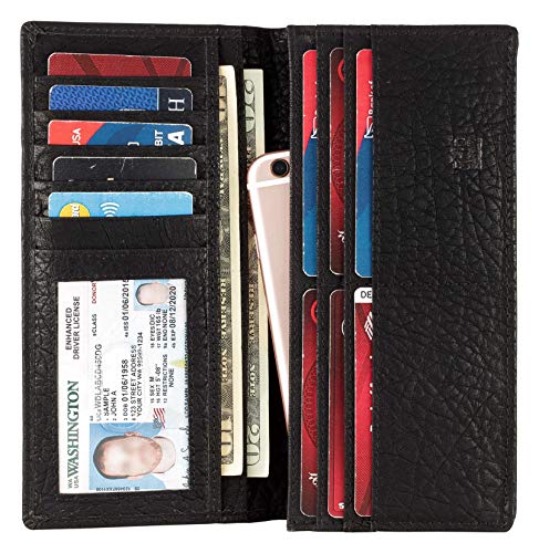 Image of RFID Blocking Mens Genuine leather Bifold Long Wallet