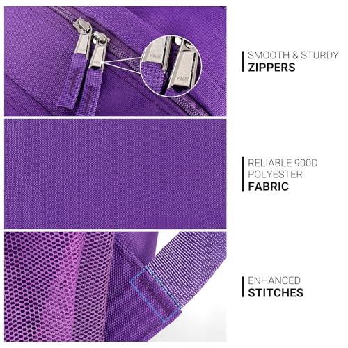 Image of ZORFIN 26L Backpack for College, and Travel: Water Resistant Bookbag - Purple