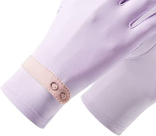 Miniatura 8 de 1 par de guantes elásticos de seda de hielo de verano con botones y puño, guantes de protección solar para mujer, guantes de protección solar para