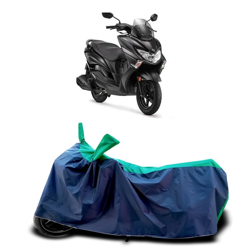 Image of DUFFEL-Two Wheeler Bike Body Cover Compatible for Suzuki Burgman Street Bs6 Heat Protectio /UV-Rays /Birds Dropping /DustProof /Waterproof Indoor Outdoor and Parking Full Body Protection [Green Patta]