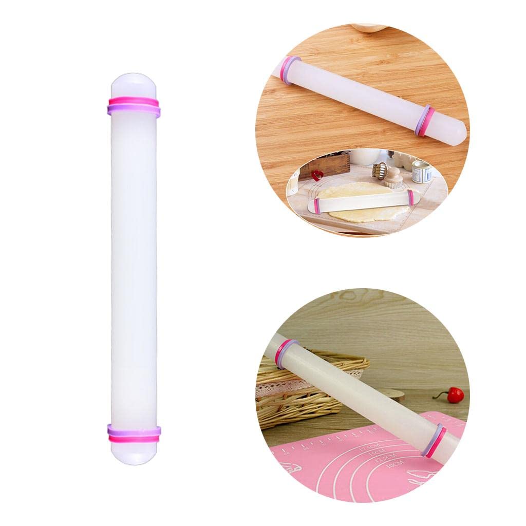 Juego de 5 rodillos antiadherentes para decoración de fondant, pasteles, masa de 33 cm, color blanco