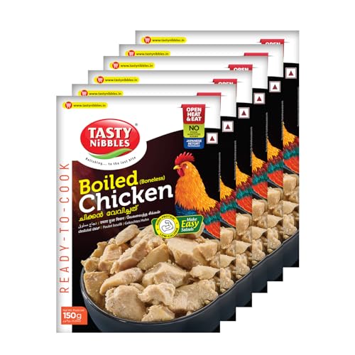 Image of Tasty Nibbles Boiled Chicken 150g [Pack of 6]| Open Heat & Eat | Non-Vegetarian | No Added Preservatives | Japanese Retort Technology