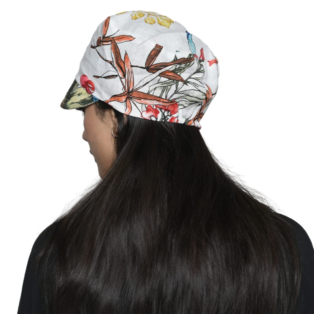 The Headscarves Women’s Printed Cotton LinenNew Boy Headwear Chemo Cap Hat for Hair Loss Stylish Boy Cap Headscarf for Cancer Patients White 1
