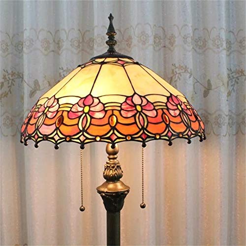 Gweat Tiffany Lámpara de pie de Cristal manchada Creativa Elegante de Lujo Elegante del Estilo Pastoral de 16 Pulgadas Elegante de 16 Pulgadas