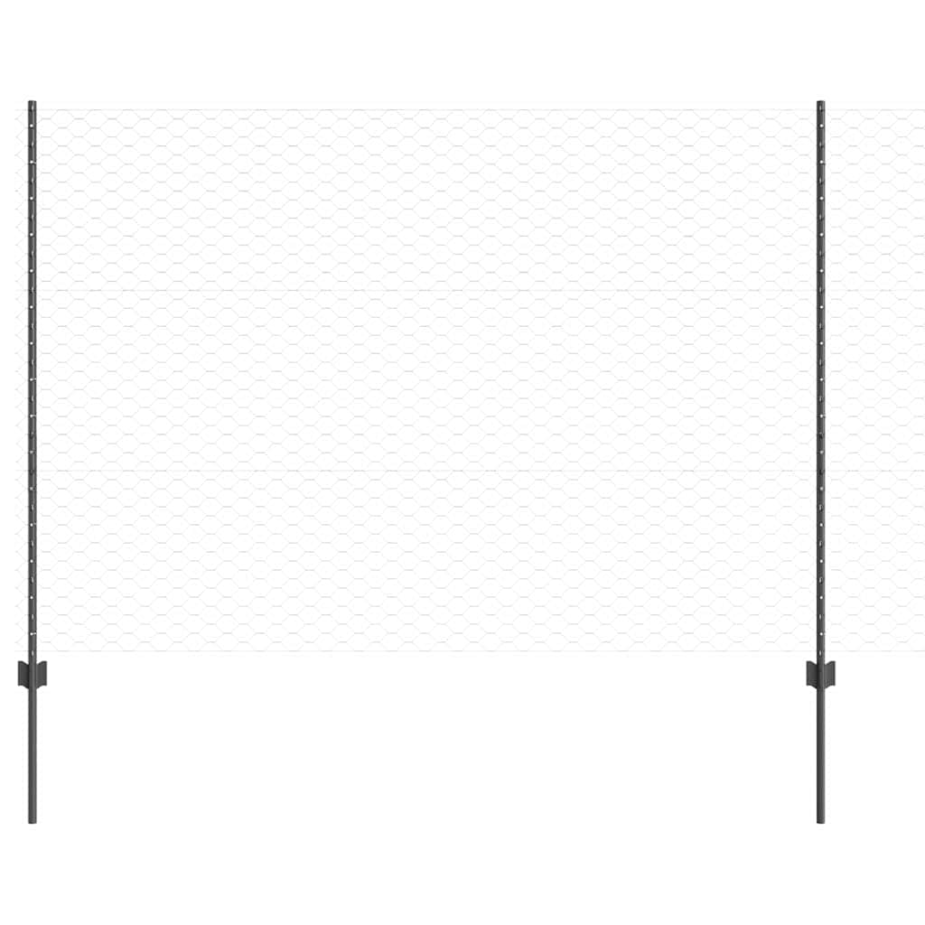 Outdoor Fence with Posts 1.5 x 10 m Steel and PVC Grey Garden Privacy Panel Set for Terrace Boundary, UV Resistant and Powder Coated