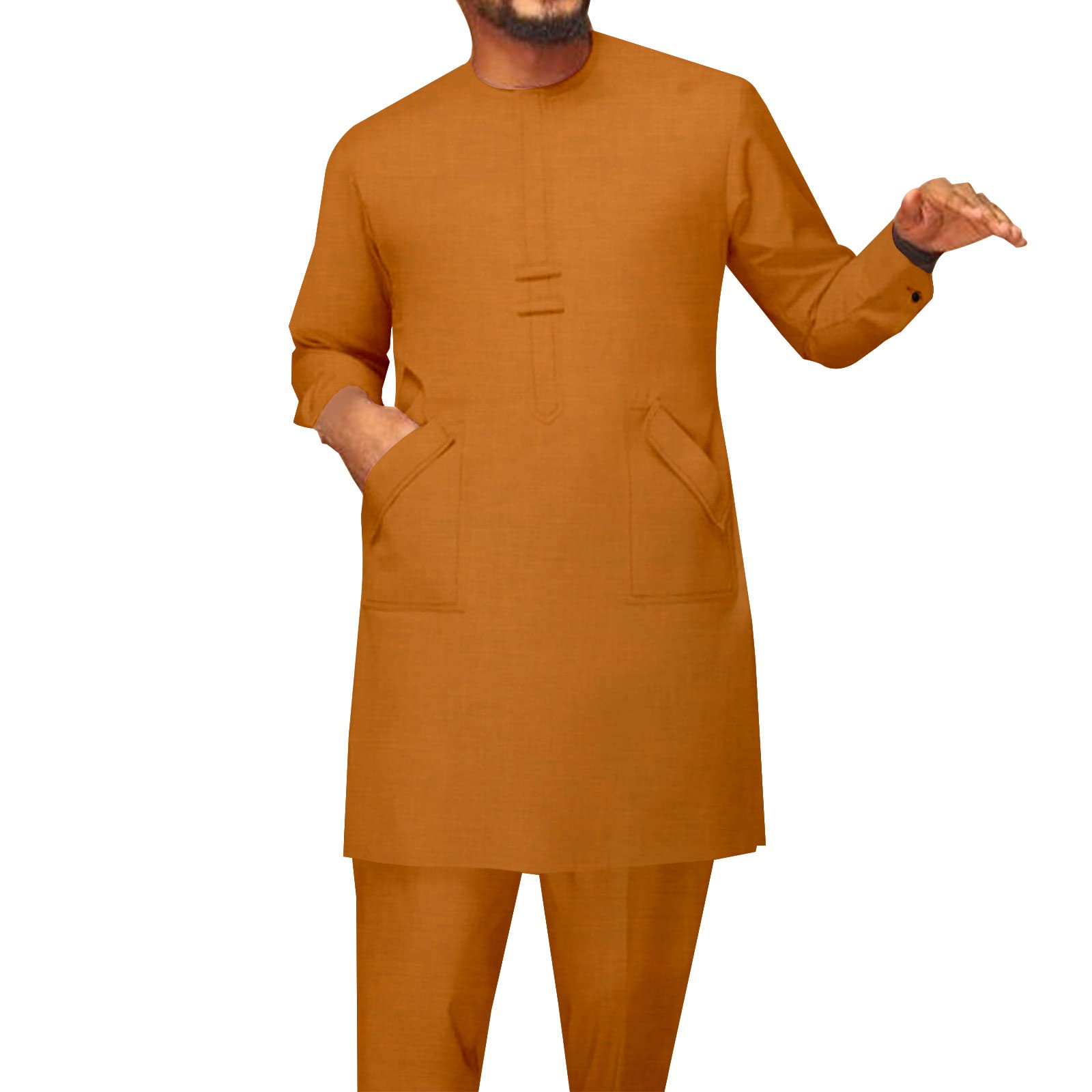 private afriprideAfrican Men Traditional Clothing Set Full Sleeve Dashiki Long Shirts and Pants 2 Piece Set African Suits