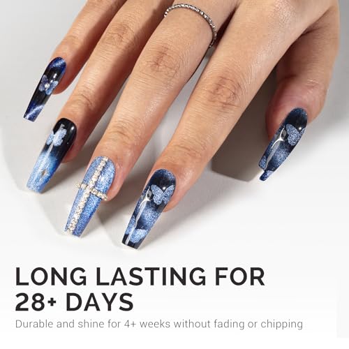 Image of MelodySusie Jeweliver Cat Eye Gel Nail Polish, 0.5 Fl Oz Blue Glitter Holographic Magnetic Nail Polish with Magnet, UV Gel for Nail Art Manicure Salon DIY at Home C6687