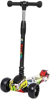 Paelf Doodle Children's Scooter Liftable Folding Scooter Convenient Four-wheel Flash Slide Car Micro Mini Deluxe 4 Wheeled Scooter For Boys Toddler Kids Girls Children Ages 3-8