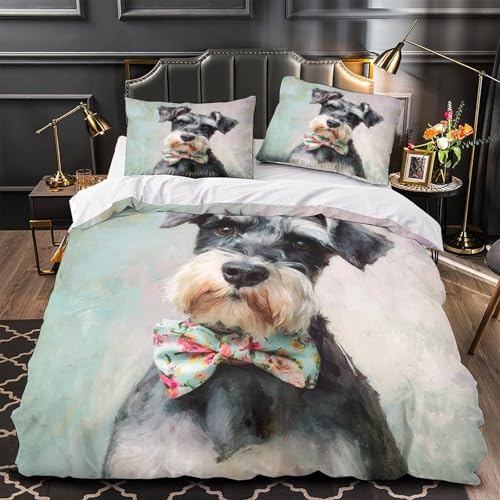 Parure de lit 135x200cm Schnauzer housse de couette imprimée microfibre - 2