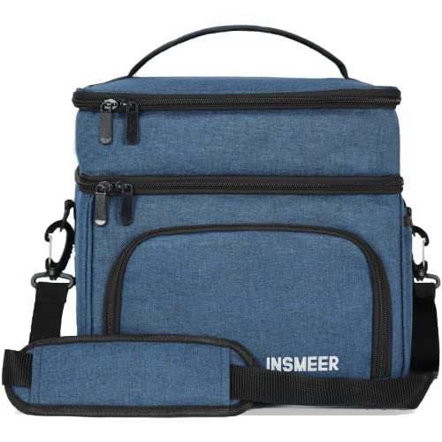 INSMEER 16L Lunch Bag, 2 Decks Lunch Box for Work 100% Leakproof Insulated Large Lunch Cooler with Shoulder Strap Insulated Lunch Bag for Women Men Office Picnic Work