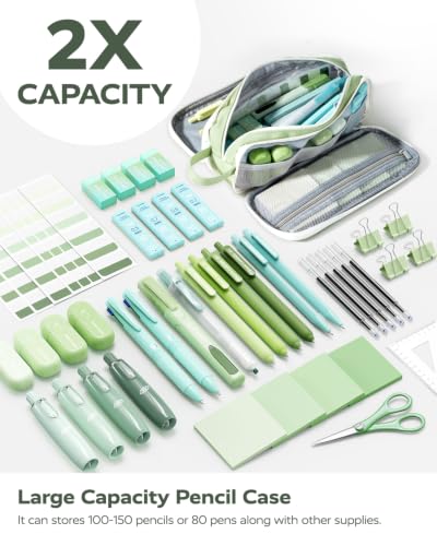 Image of Four Candies School Supplies 25 Piece Pencil Case Set Green