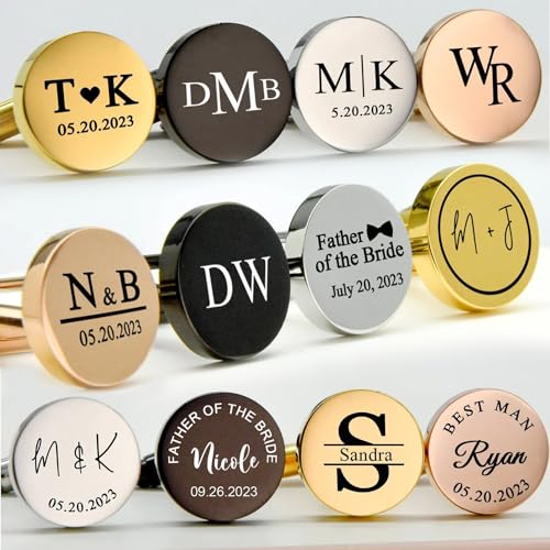 Personalized Cufflinks for Men, Wedding Cufflinks for Dad, Groom, Best Man, Groomsmen, Father of the Groom, Groomsmen Wedding Gift Set4