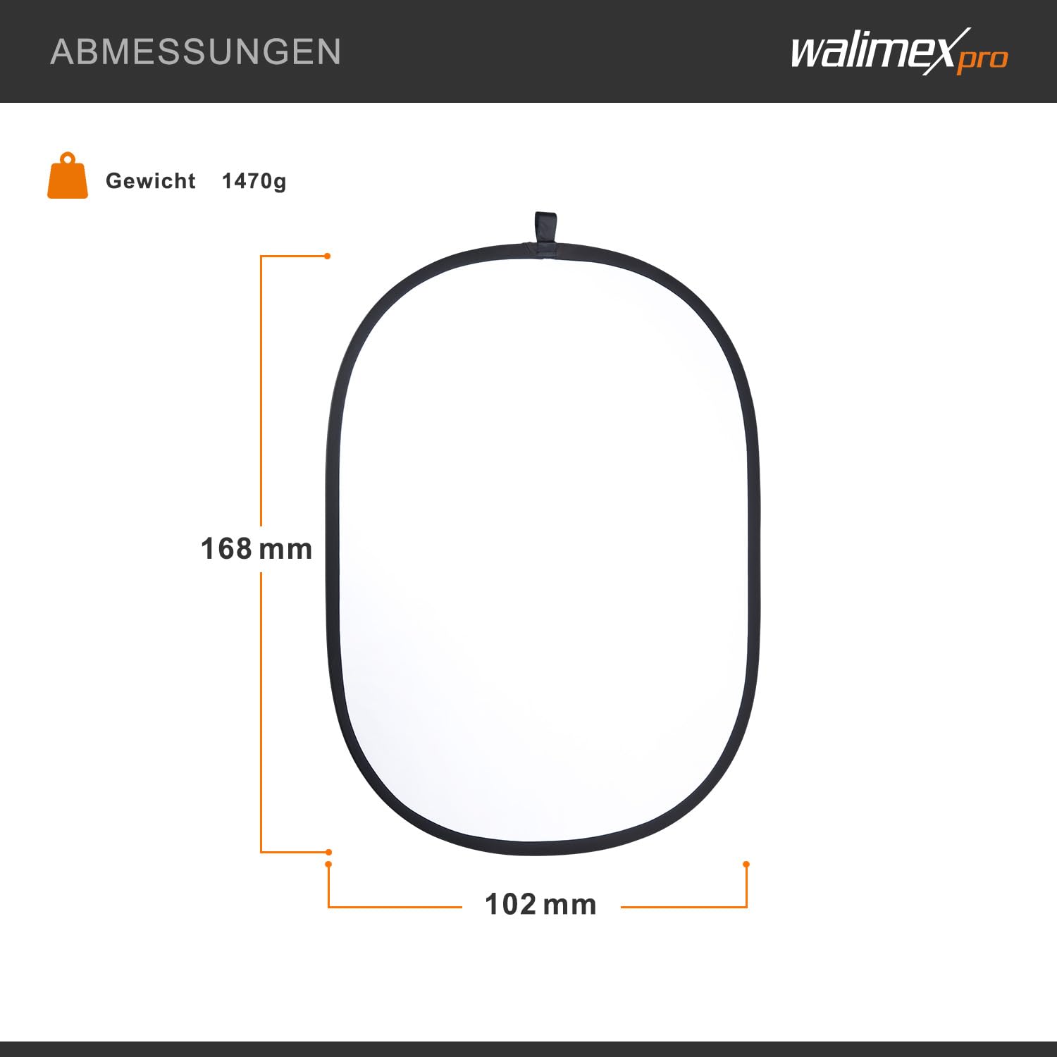Walimex Pro 5-in-1 Faltreflektor-Set (102 x 168 cm) wavy gold/silber/weiß/schwarz/transparent (inkl. Transporttasche), 17684