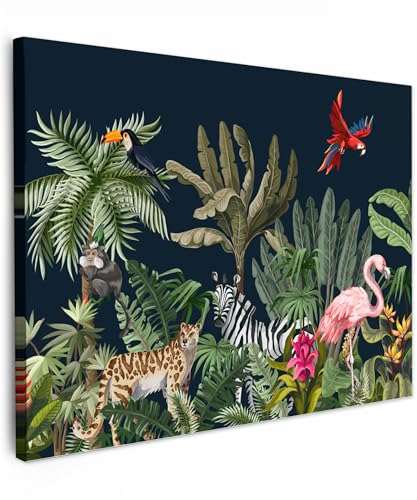 MuchoWow© Impression sur Toile Peinture 80x60 cm Tableau Mural Decoration Salon Reproductions de Tableaux Murale Moderne Chambre enfant - Jungle - Plantes -...