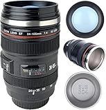 Tmango Camera Lens Coffee Mug with Clear Lid – Unique Realistic Lens Cup Replica, Gift for Photography Lovers