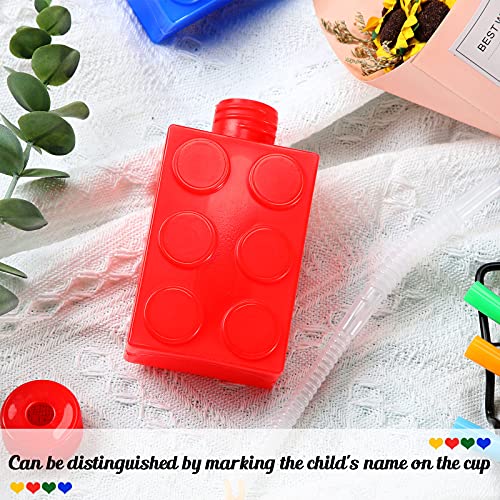16 Brick Block Cups Color Building Brick Party Molded Cups Reusable Building Block Cups With Straw And Lid Cute Brick Block Cup For Children Birthday Party Supplies And Favors #TOP6