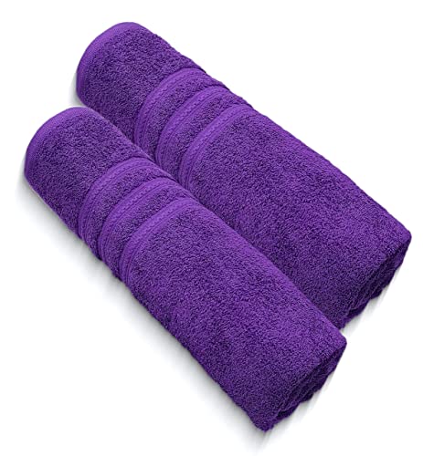 A & B TRADERS 2x Extra Large Jumbo Bath Sheets - Beach Towels 100% Cotton | Huge Size 85 x 200 cm | Pack of 2 (Purple) - Image 4