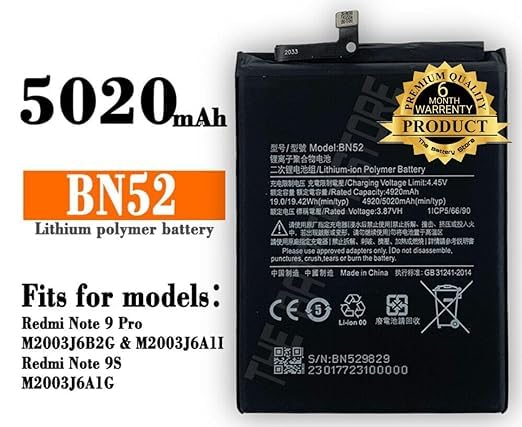 Image of Original BN52 Battery for Redmi Note 9 pro M2003J6B2G / M2003JA6A11 / M2003J6A1G Battery with 6 Month Warranty**** (R000134)