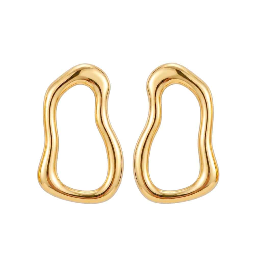 Y2K Geometric Large Gold Statement Earrings for Women - Unique Oversized Chunky Hoop Earrings, Hypoallergenic Chunky Gold Jewelry for Sensitive Ears