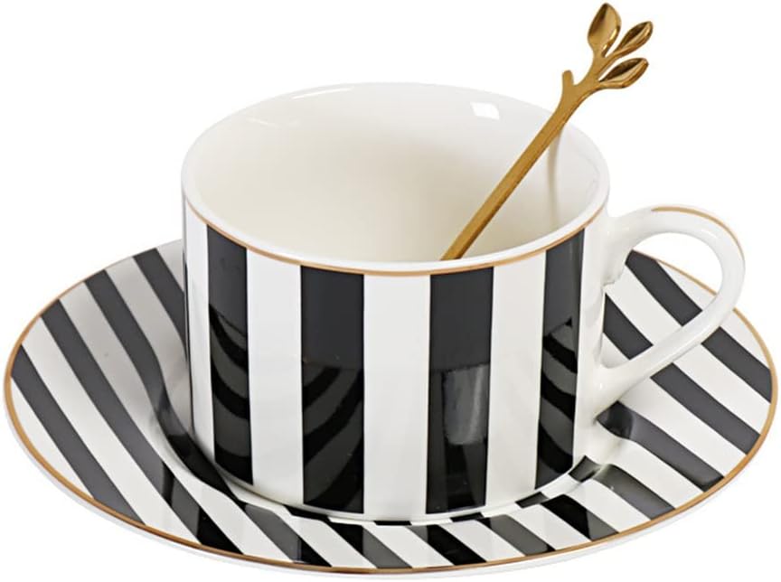 European Striped Coffee Cup Set Ceramic Bone Porcelain Dish English Afternoon Tea Stacking Pot