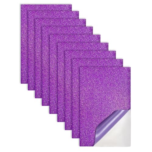 Jtnohx Hojas de Espuma Purpurina Autoadhesivos, Goma Eva Adhesiva, Eva Espuma Purpurina Artesanal, 9 Piezas Gomaespuma para Proyecto Artístico 17,78 × 28,7 cm(morado)