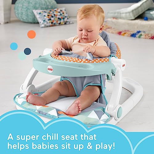 Image of Fisher-Price Portable Baby Chair Sit-Me-Up Floor Seat With Snack Tray And Removable Bar, Penguin Island