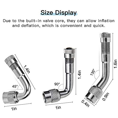 Image of Mellbree 6-Pack Valve Stem Extenders, 45 Degree 90 Degree 135 Degree Schrader Tire Valve Extension Compatible for Dual Wheels Passenger Cars, RV, Stroller, Bicycles, Motorcycles and Trailers