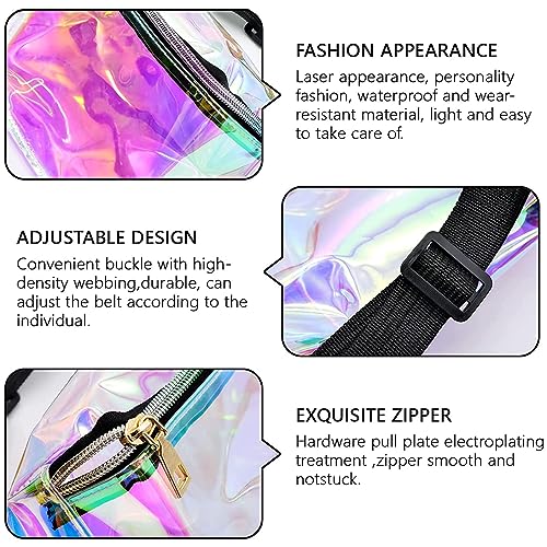 ShanBye Waist Pack, Fanny Pack for Women Vintage Travel Pouch, Holographic, Waterproof, Adjustable Belt, Large Capacity - Image 4