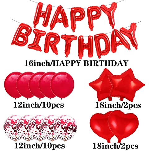 Image of Sweet 26th Birthday Decorations Party Supplies,Red Number 26 Balloons,26th Foil Mylar Balloons Latex Balloon Decoration,Great 26th Birthday for Girls,Women,Men,Photo Props