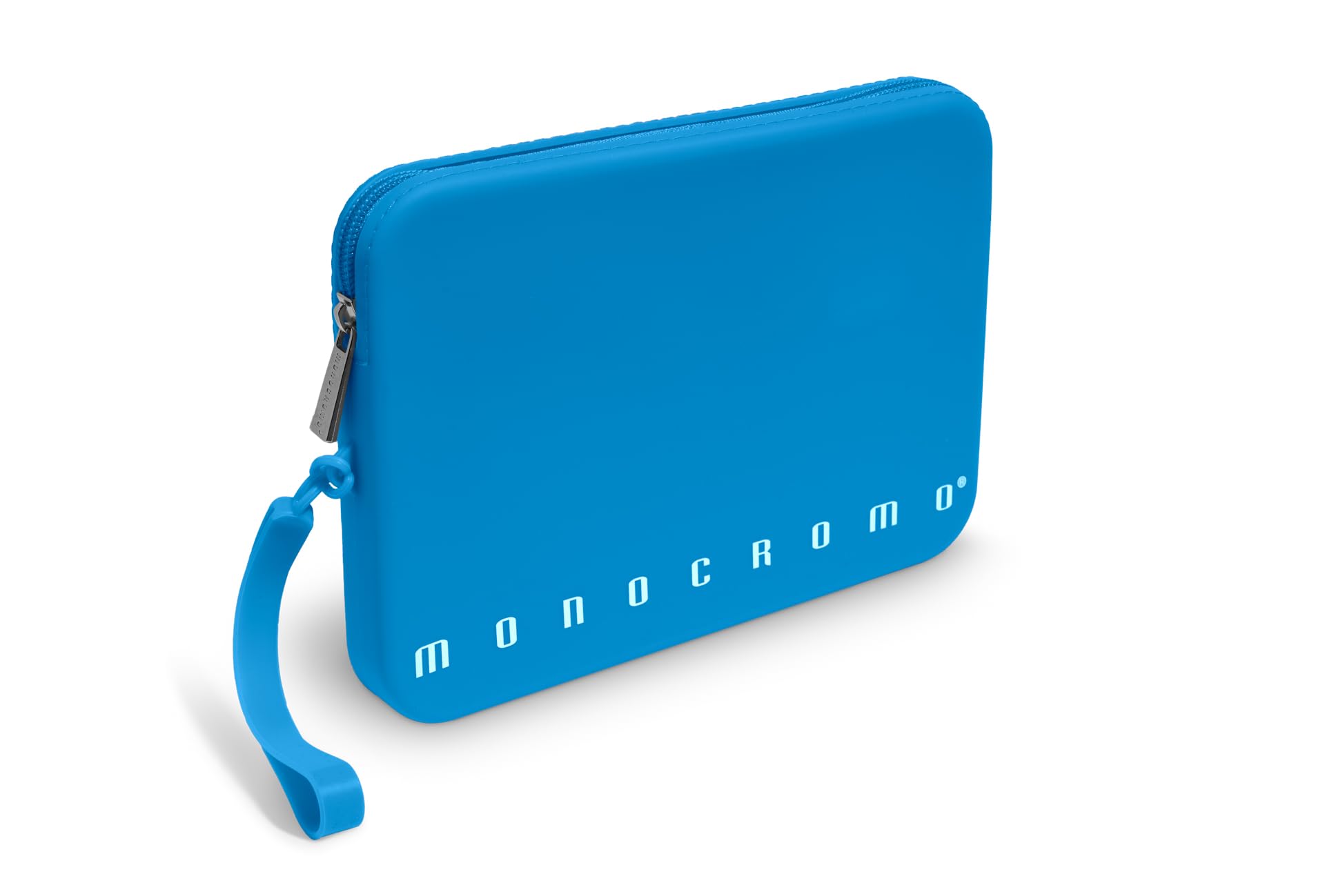 Pigna, Clutch Bag in Soft Silicone, Neon Monochrome, with Handle, Zipper, Colour Blue, Pack of 1